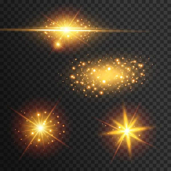 Lichteffekt Leuchtet Stern Blitzten Pailletten Auf Abstrakter Weltraum Hintergrund Blitzlichtgewitter — Stockvektor