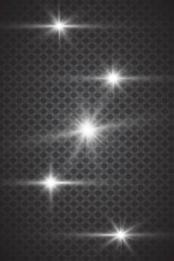 Parlayan ışıklar efekt, parlama, patlama ve yıldızlar. Şeffaf arkaplanda özel efekt izole edildi