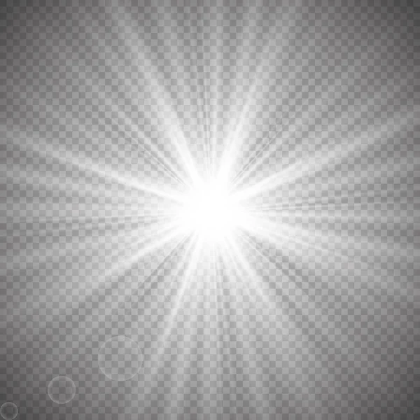 Effet Lumière Incandescente Éruption Explosion Étoiles Effet Spécial Isolé Sur — Image vectorielle