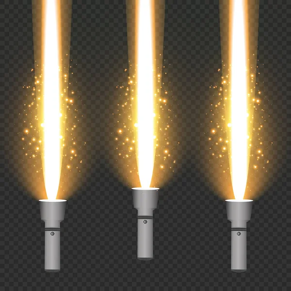 El feneri ve şeffaf bir arka plan üzerine karanlıkta ışık ışını. Parlak bir projeksiyon ile modern led lamba.