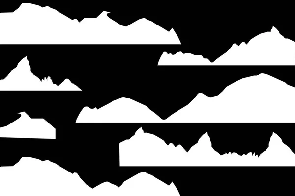 Silhouette Delle Montagne Sullo Sfondo Bianco Set Vettoriale Elementi Design — Vettoriale Stock