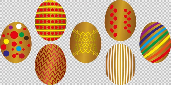 Happy Easter Set Easter Eggs Different Texture Spring Holiday Vector — Stock Vector