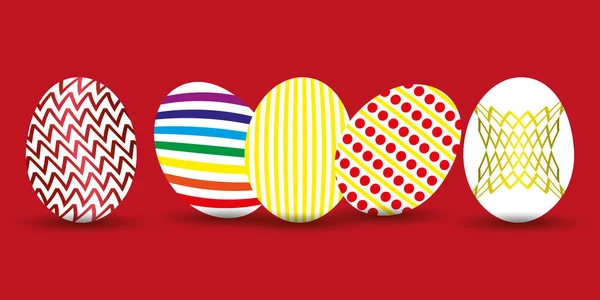 Feliz Pascua Conjunto Huevos Pascua Con Diferente Textura Vacaciones Primavera — Vector de stock