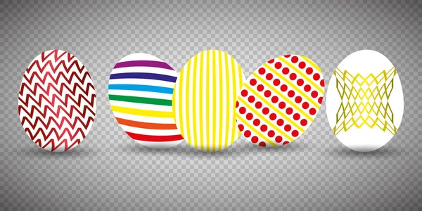 Feliz Pascua Conjunto Huevos Pascua Con Diferente Textura Vacaciones Primavera — Vector de stock
