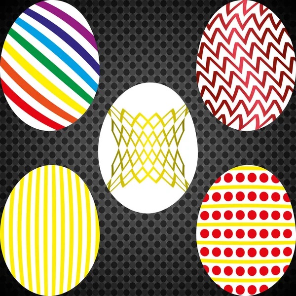 Feliz Pascua Conjunto Huevos Pascua Con Diferente Textura Vacaciones Primavera — Vector de stock