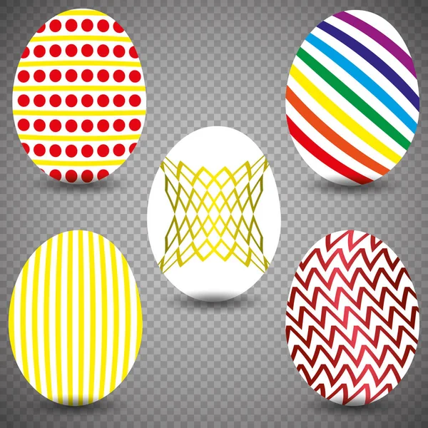 Feliz Pascua Conjunto Huevos Pascua Con Diferente Textura Vacaciones Primavera — Vector de stock