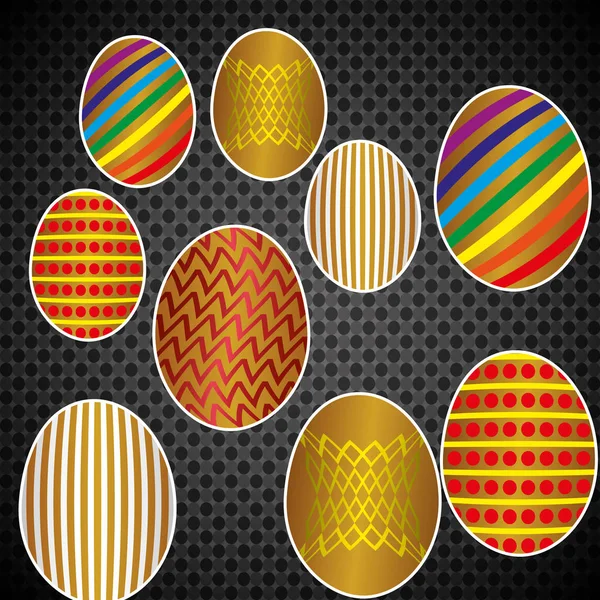 Veselé Velikonoce Sada Velikonočních Vajec Jinou Texturou Jarní Prázdniny Vektorové — Stockový vektor