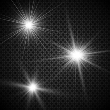 Parlayan ışıklar efekt, parlama, patlama ve yıldızlar. Şeffaf arkaplanda özel efekt izole edildi