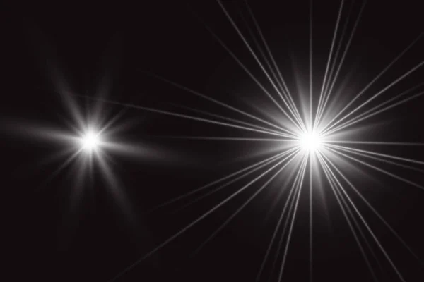 Glühende Lichter Fackeln Explosionen Und Sterne Spezialeffekt Isoliert Auf Transparentem — Stockvektor