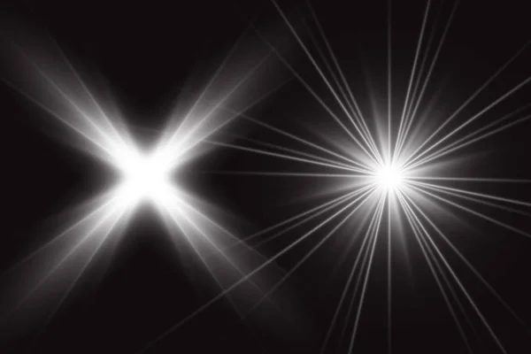 发光的光 爆炸和星星 在透明背景下隔离的特别效果 — 图库矢量图片