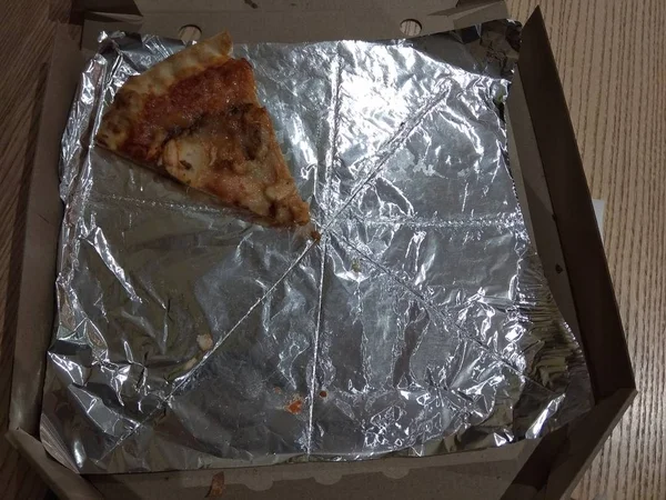Pizza Kartondobozban Háttérrel Szóköz Szöveghez Kilátás Fentről Pizza Szállítás Pizza — Stock Fotó