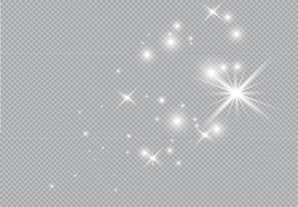 在透明背景上隔离的金色发光光效果集 发光光效果 星星爆炸的火花 — 图库矢量图片