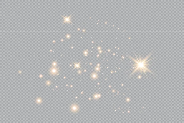 透明な背景に分離された金の輝く光の効果のセット グローライトエフェクト 星が輝きを放つ — ストックベクタ