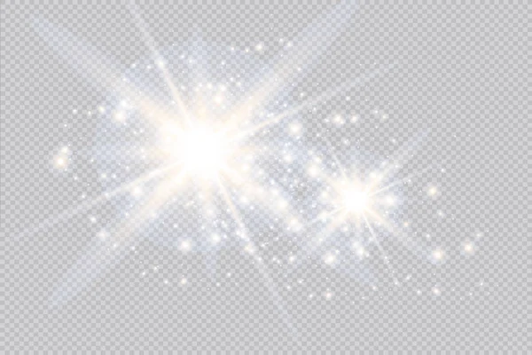 运动眩光眩光中的矢量模糊 隔离透明背景 装饰元素 水平星突发射线和聚光灯 — 图库矢量图片