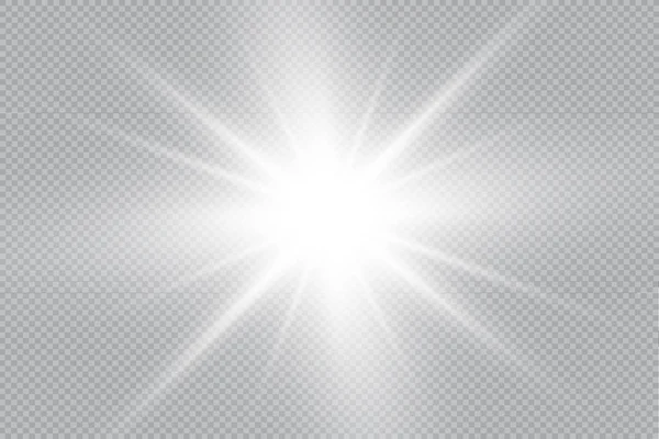 Uppsättning Vector Glödande Ljus Effekt Stjärnor Spricker Med Gnistrar Transparent — Stock vektor