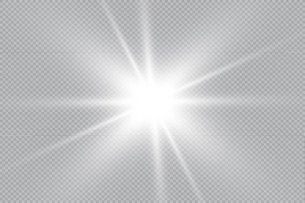 Set Vector Glowing Light Effect Stars Bursts Sparkles Transparent Background — Stock Vector