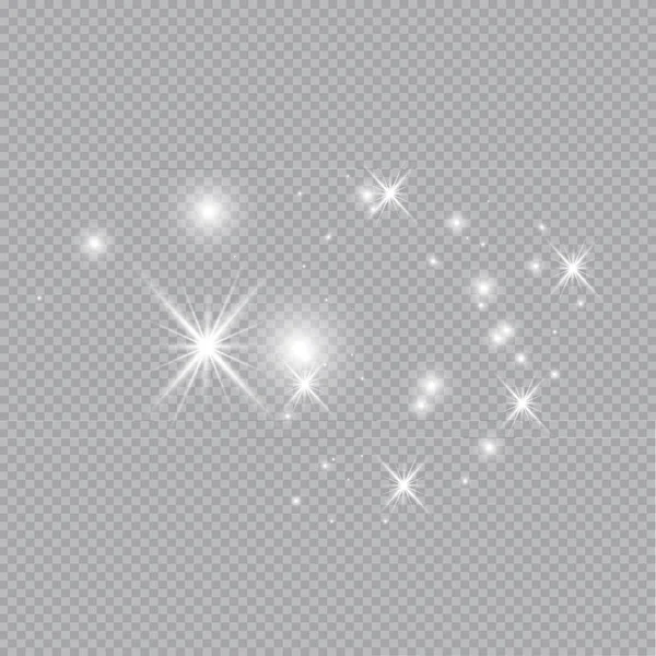 在透明背景上隔离的金色发光光效果集 发光光效果 星星爆炸的火花 — 图库矢量图片