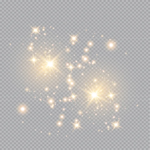 Ensemble Étoiles Effet Lumineux Vectoriel Éclate Avec Des Étincelles Sur — Image vectorielle