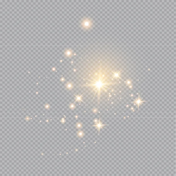 Joyeux Noël Feu Doré Sur Fond Transparent Étoiles Dorées Poussiéreuses — Image vectorielle