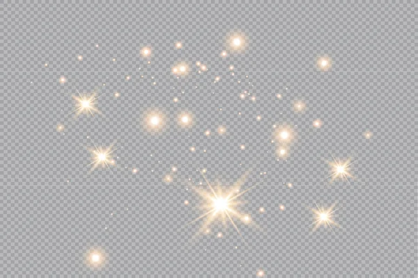 Joyeux Noël Feu Doré Sur Fond Transparent Étoiles Dorées Poussiéreuses — Image vectorielle