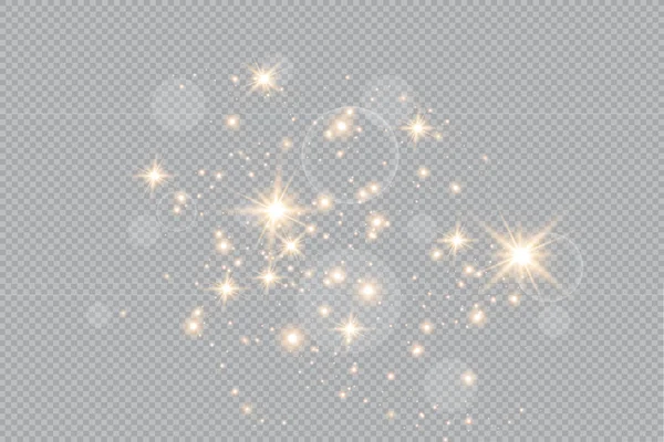メリークリスマス透明背景の黄金の火黄金の塵の星ベクターイラストレーター — ストックベクタ