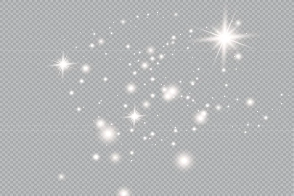 Merry Christmas Golden Fire Transparent Background Golden Dusty Stars Vector — Stock Vector