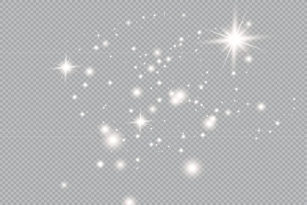 Feliz Natal Fogo Dourado Fundo Transparente Estrelas Empoeiradas Douradas Ilustrador — Vetor de Stock