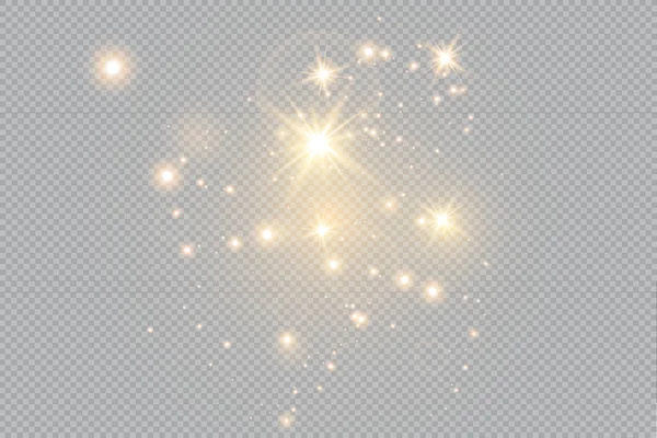 Joyeux Noël Feu Doré Sur Fond Transparent Étoiles Dorées Poussiéreuses — Image vectorielle