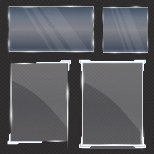 Скляна Геометрична Форма Прозорому Фоні Скляні Банери Реклами Різні Типи — стоковий вектор