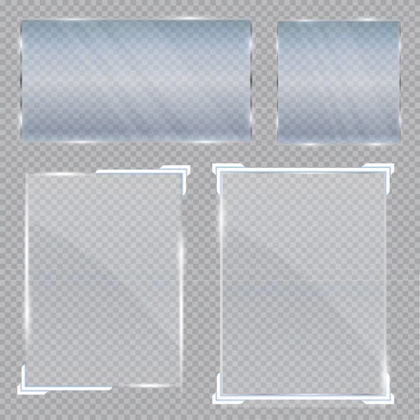 透明な背景にガラス幾何学的形状 広告用ガラスバナー さまざまなタイプ — ストックベクタ