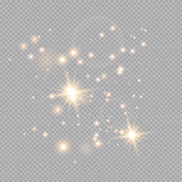 Joyeux Noël Feu Doré Sur Fond Transparent Étoiles Dorées Poussiéreuses — Image vectorielle