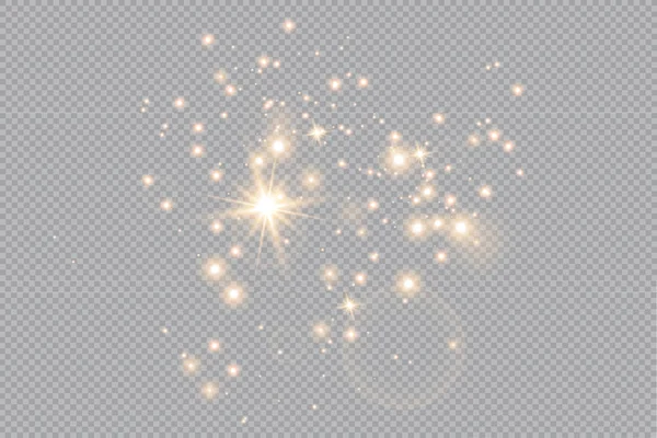 Joyeux Noël Feu Doré Sur Fond Transparent Étoiles Dorées Poussiéreuses — Image vectorielle