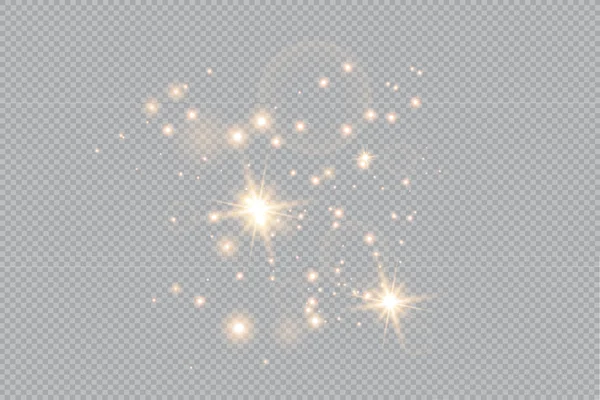 Joyeux Noël Feu Doré Sur Fond Transparent Étoiles Dorées Poussiéreuses — Image vectorielle