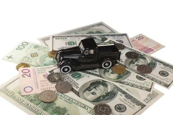 Κλασικό Μικρό Διακοσμητικό Του Μοντέλου Μαύρο Παιχνίδι Αυτοκίνητο Είναι Στο — Φωτογραφία Αρχείου