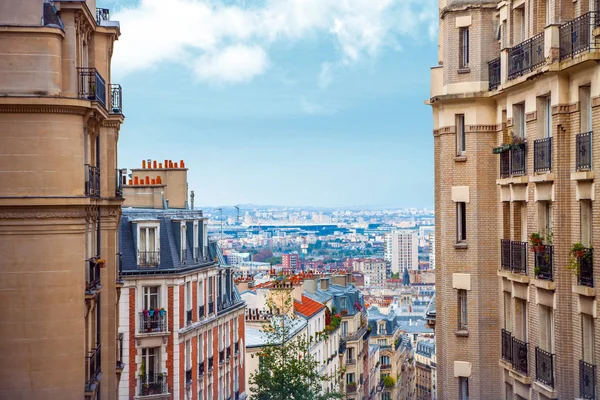 Вулиці Сходи Монмартр Будівель Дерев Париж Франція — стокове фото