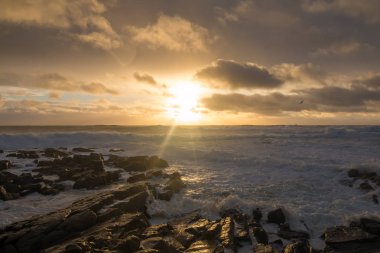 İzlanda'daki kıyı şeridi gün batımında 
