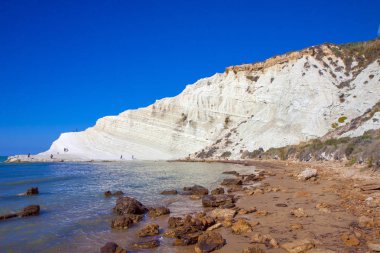 Beyaz plaj. Scala dei Turchi üzerinde Sicilya, İtalya.