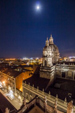 Catherdal, Catania gece, Sicilya, İtalya
