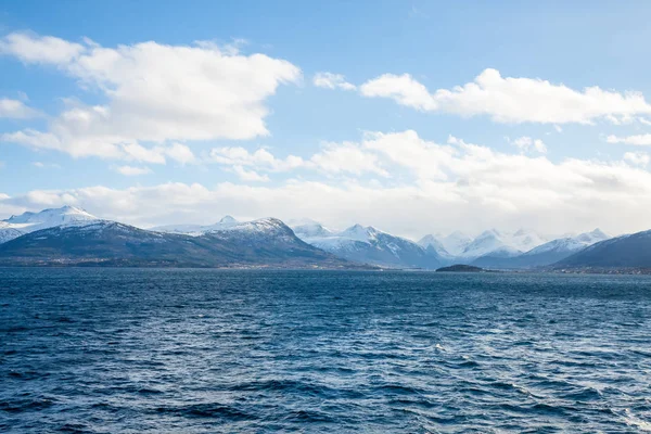 Fiord Norwegii Tle Natura Widok Pokładu Promu — Zdjęcie stockowe