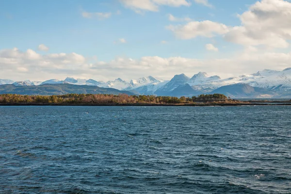Фьорд Норвегии Природный Фон Вид Палубы Парома — стоковое фото