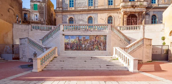 Caltagirone Město Slavné Kroků — Stock fotografie