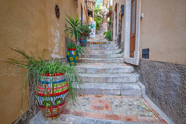 Taormina Italië Oktober 2016 Uitzicht Binnenstad Straat Van Taormina Sicilië — Stockfoto