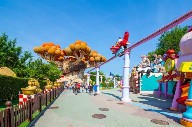 Castelnuovo del Garda, Italy - May 15, 2015: Tourists in Gardaland Theme Amusement Park in Castelnuovo Del Garda, Verona, Italy. clipart