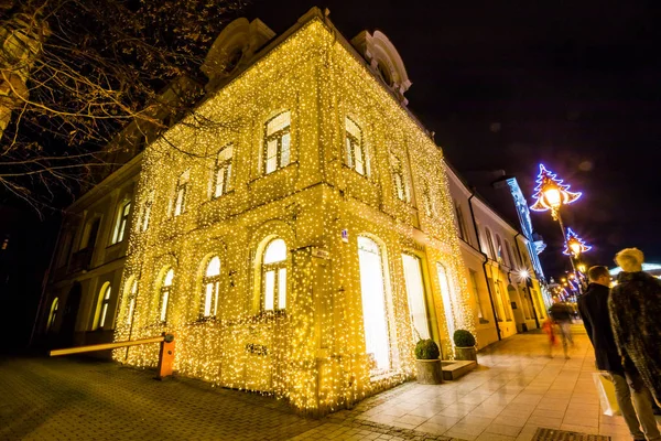 Vilnius Litvanya Aralık 2015 Gece Kenti Aralık Noel Için Dekore — Stok fotoğraf