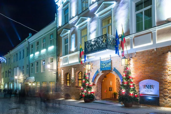 Vilnius Litvanya Aralık 2015 Gece Kenti Aralık Noel Için Dekore — Stok fotoğraf