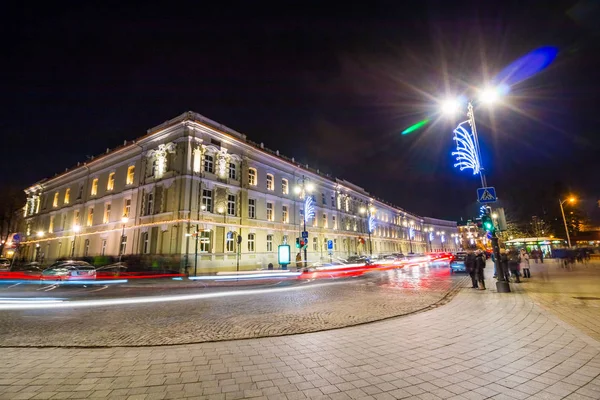 Vilnius Lituania Dicembre 2015 Vista Notturna Della Città Decorata Natale — Foto Stock