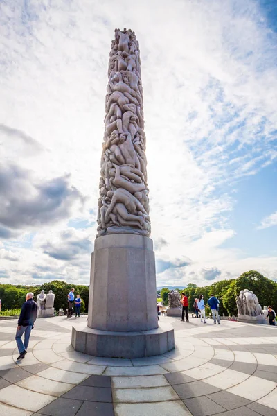 stock image Oslo, Norway - July 11, 2015: Famous Vigeland park in Oslo. Vigeland Park features 212 bronze and granite sculptures created by Gustav Vigeland