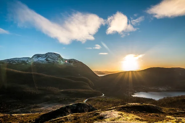 Sunset Fiords Norway — Stock Photo, Image