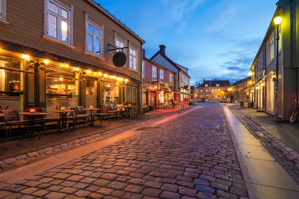 Trondheim Norveç Ekim 2016 Gece Eski Şehir Trondhem Görünümünü Norveç — Stok fotoğraf
