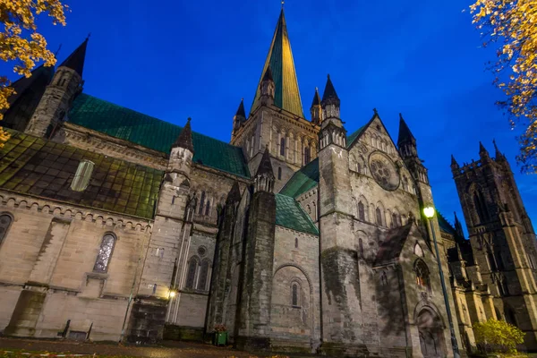 Nidaros Cathedral by night, Trondheim, Norway